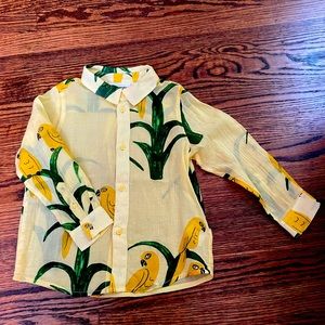 mini rodini organic   parrot woven shirt